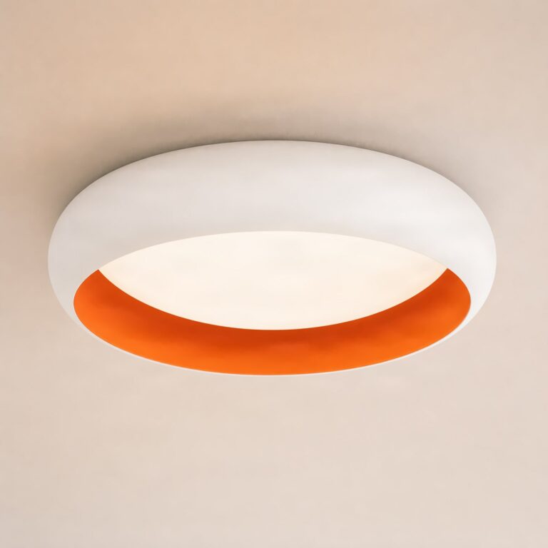 Serava LED-loftlampe, hvid/orange, Ø 60 cm, dæmpbar – Lindby - Stue - Moderne - Plastik - Med én lyskilde