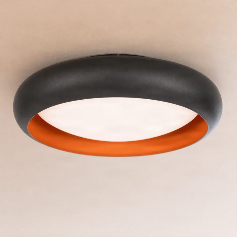 Serava LED-loftlampe, sort/orange, Ø 60 cm, dæmpbar – Lindby - Stue - Moderne - Plastik - Med én lyskilde