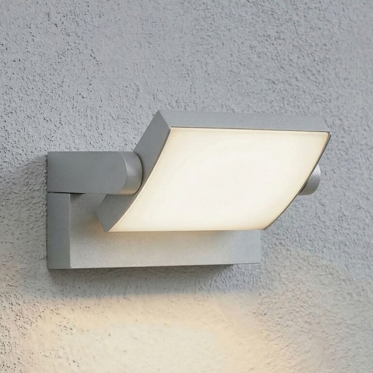 Sherin udendørs LED-væglampe IP54 lysegrå, drejelig Lindby - Altan - Moderne - Aluminium - Kantet