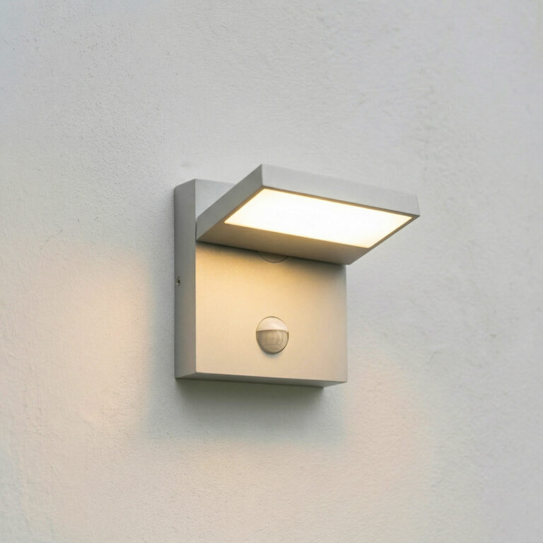 Silvan udendørs LED-væglampe, sensor, IP54, stengrå Lucande - Moderne - Aluminium - Med én lyskilde