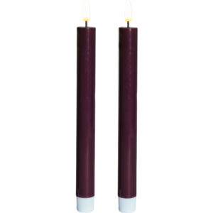 Sirius Sille LED kronelys, batteri, bordeaux, 2-pak