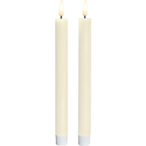 Sirius Sille LED kronelys, batteri, råhvid, 2-pak