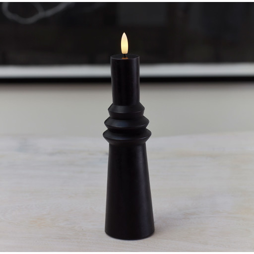 Sirius Sille Nordic Sculpture Ringet kunstig stearinlys, sort