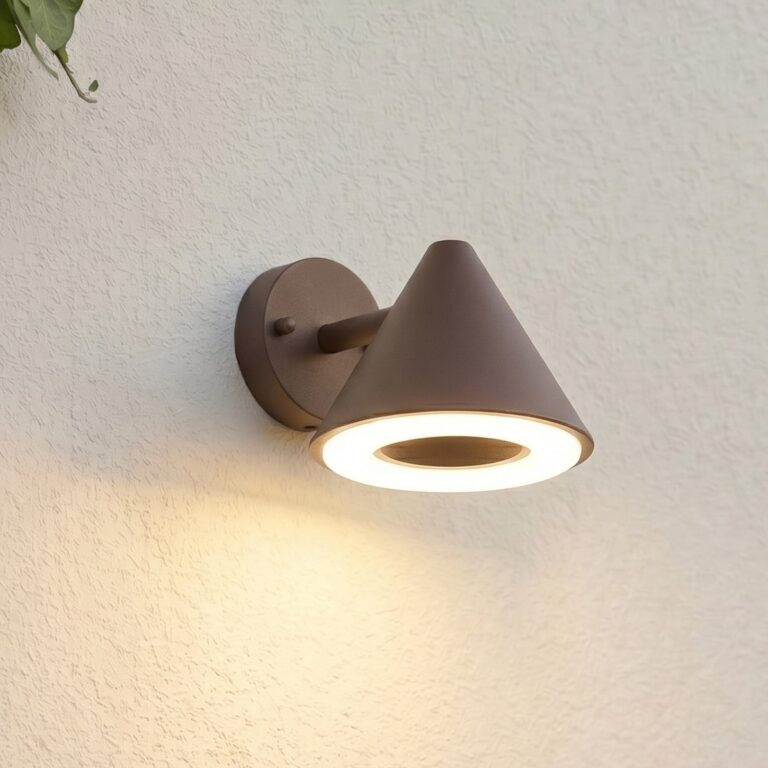 Soran udendørs LED-væglampe, metal, højde 12 cm, brun, IP44 Lindby - Moderne - Med én lyskilde