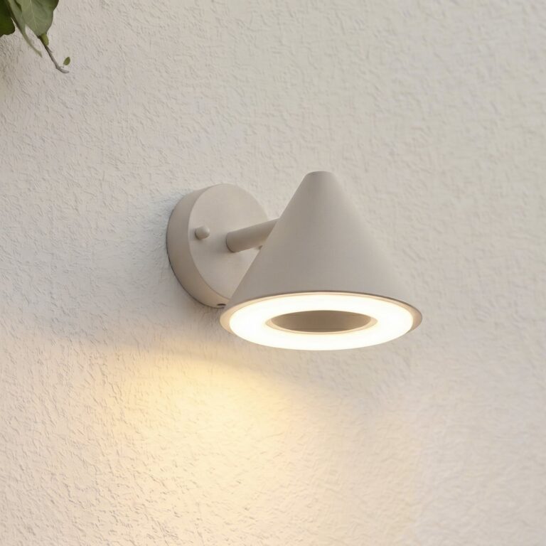 Soran udendørs LED-væglampe, metal, højde 12 cm, taupe, IP44 Lindby - Moderne - Med én lyskilde