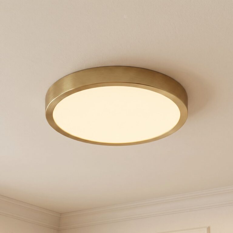 Sorela LED-loftlampe, guld, dæmpbar, Ø 24 cm, 3.000 K, metal – Lindby - Stue - Moderne - Rund