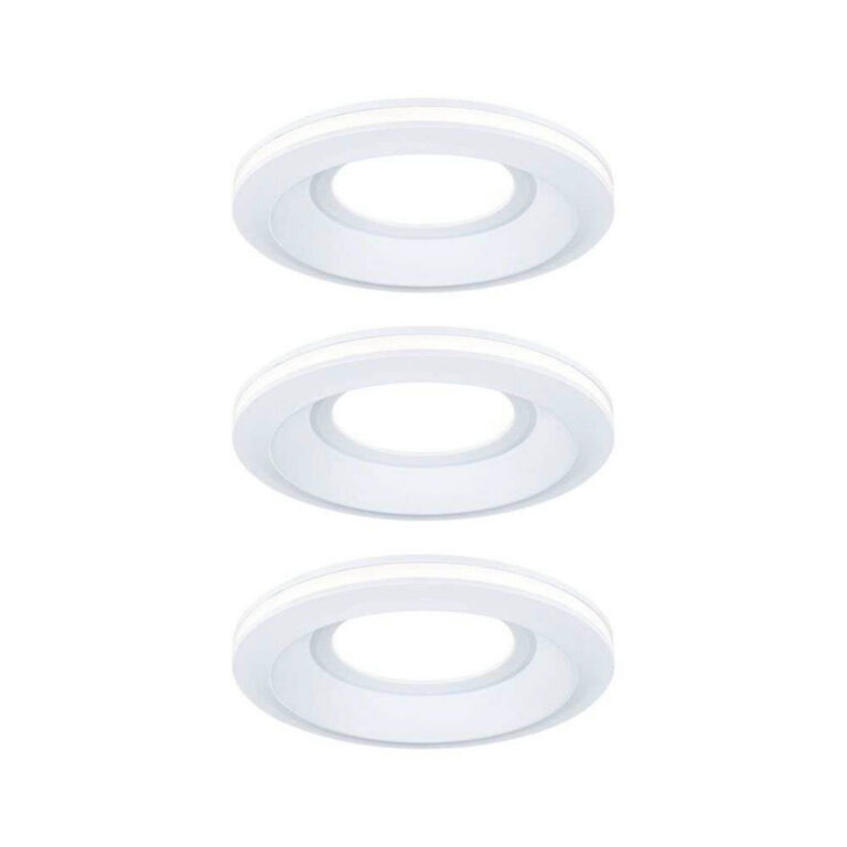 Sormus LED-indbygningslampe, hvid, Ø 10 cm, IP65, sæt med 3 stk. – Paulmann - Badeværelse - Moderne - Plastik - Med én lyskilde