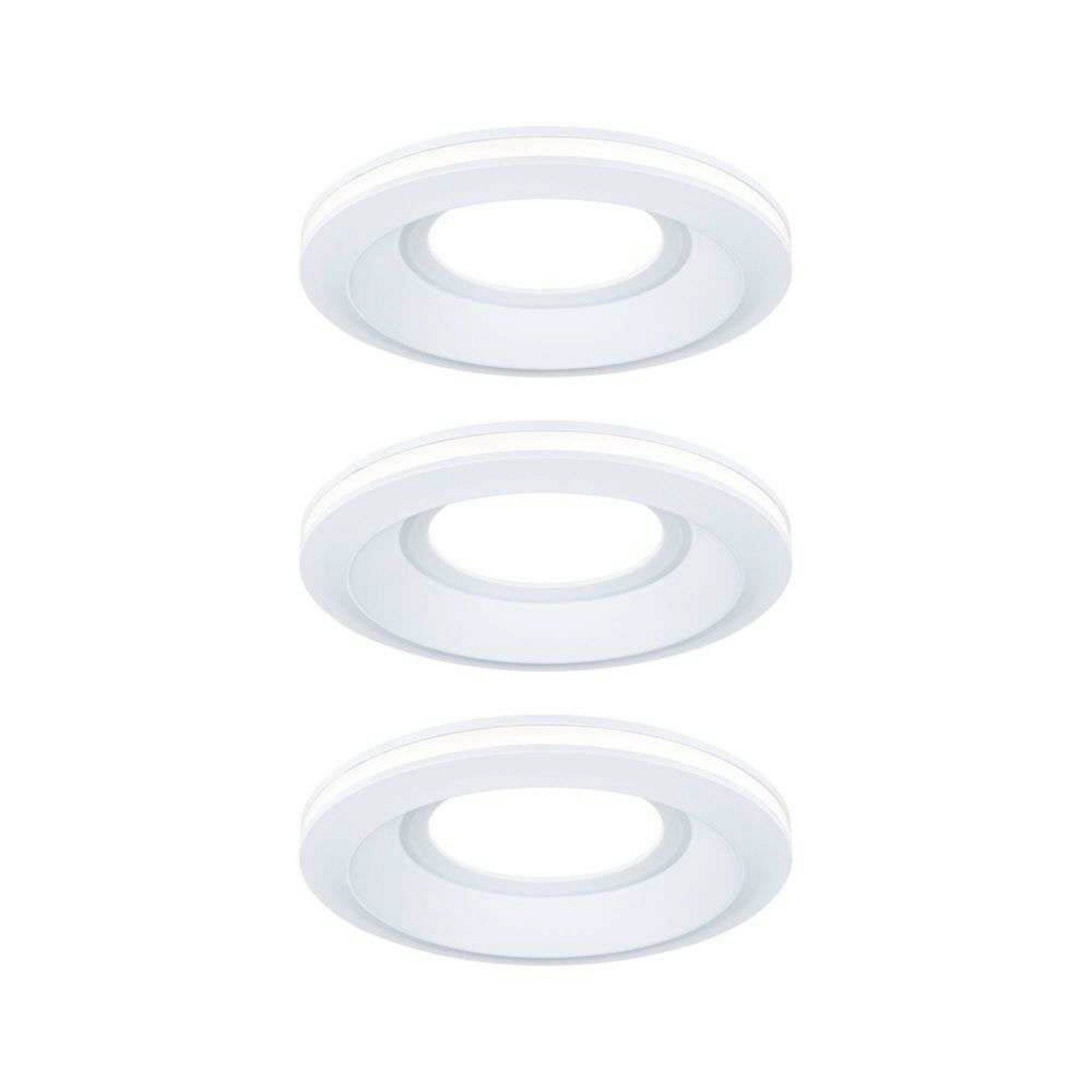 Sormus LED-indbygningslampe, hvid, Ø 10 cm, IP65, sæt med 3 stk. – Paulmann - Badeværelse - Moderne - Plastik - Med én lyskilde