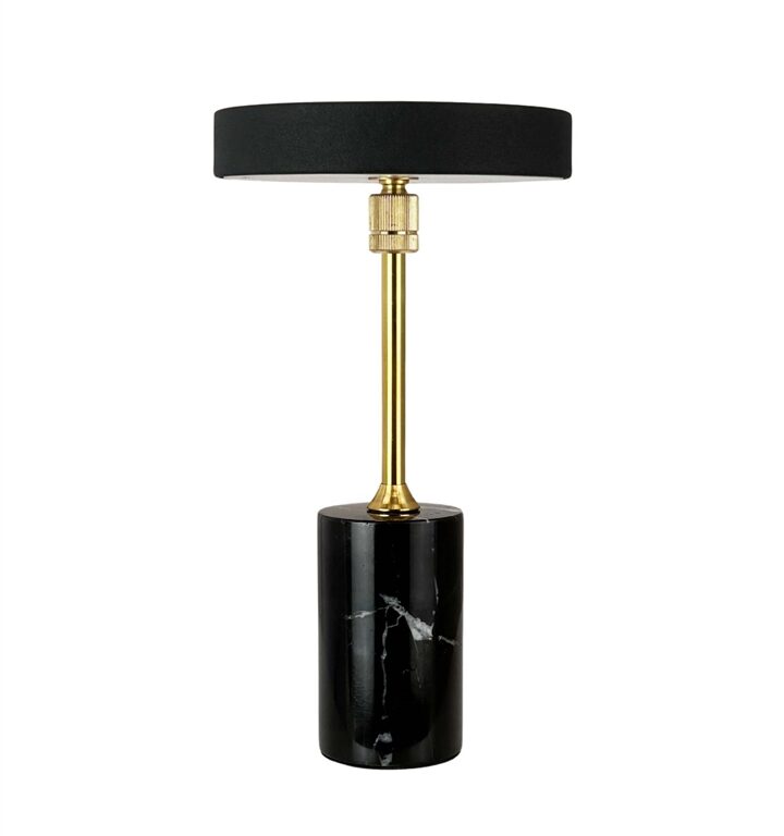 Starlight LED batteri- / bordlampe, sort marmor / messing