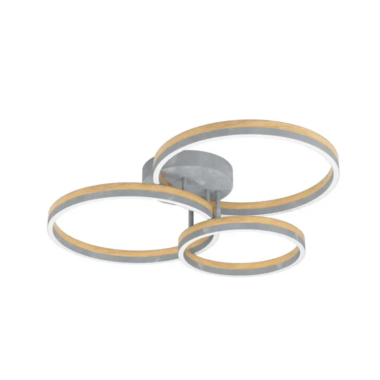 Stars of Light - Cadinaro LED-loftlampe, grå/træ, 73 cm, dæmpbar –