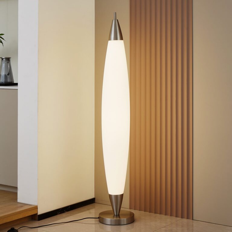 Tarell LED Gulvlampe H146 Dim. Hvid/Nikkel - Lucande - Stue - Moderne - Plastik - Med én lyskilde