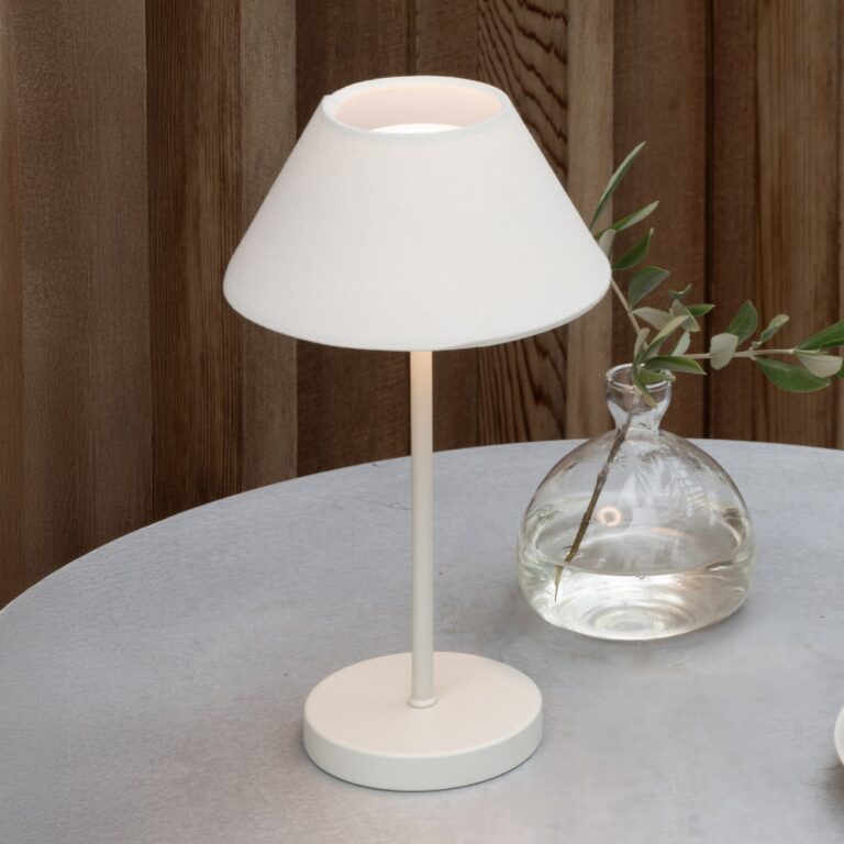 Teya LED-bordlampe med batteri, hvid, 26 cm, IP44 – Watt & Veke - Stue - Design - Metal - Med én lyskilde