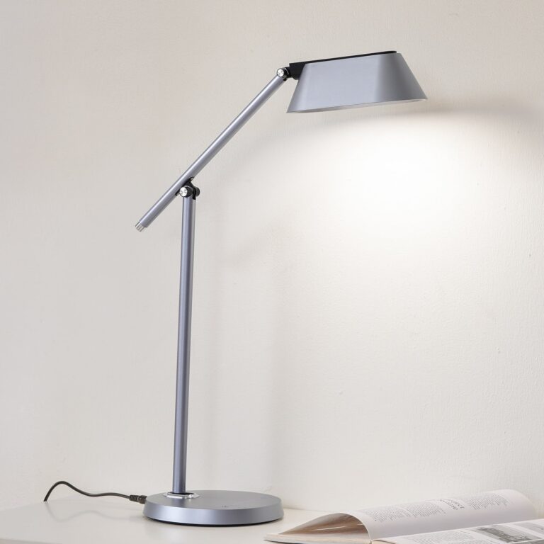 Thies LED Bordlampe Dim. Grå - Lindby - Kontor / arbejdsværelse - Moderne - Plastik - Med én lyskilde