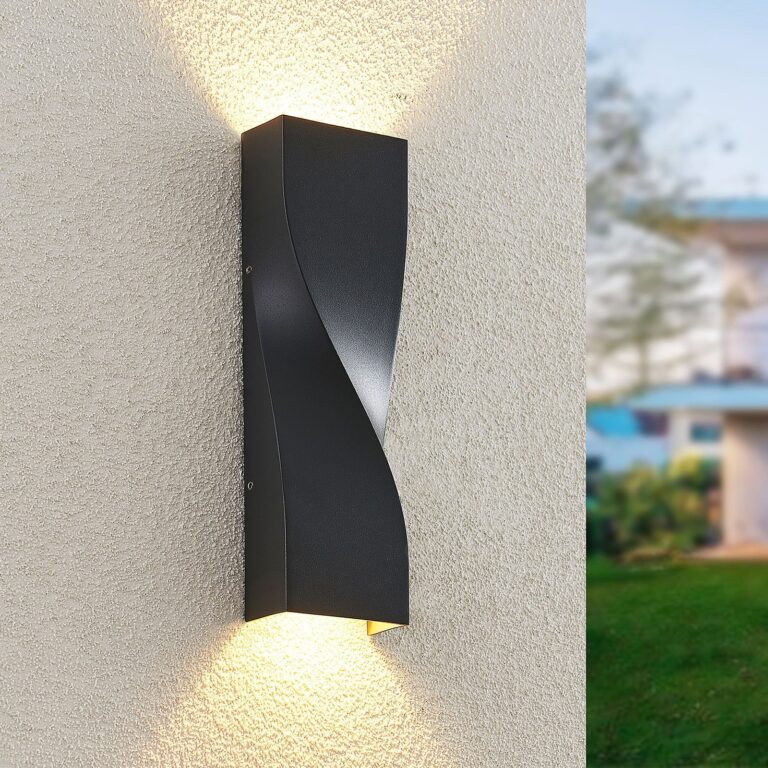 Tibelya LED op/ned-udendørs væglampe, antracit, 26 cm – Lucande - Altan - Moderne - Aluminium - Kantet