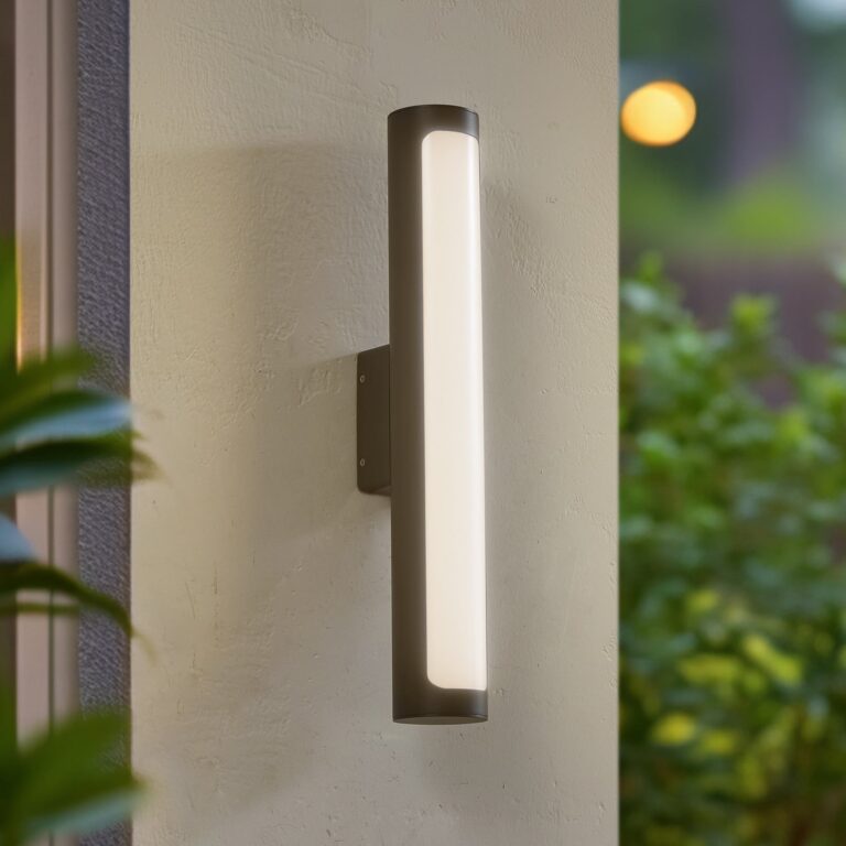 Tuberia udendørs LED-væglampe, antracit, Ø 7 cm - Lucande - Terrasse - Moderne - Aluminium - Med én lyskilde