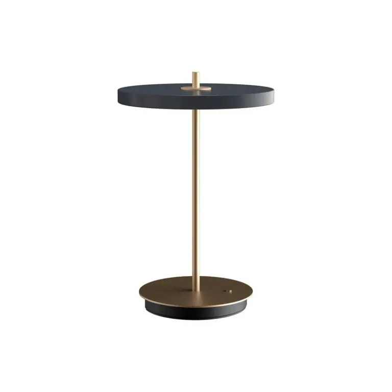 UMAGE - Asteria Move LED-bordlampe med batteri, grå/messing, 31 cm