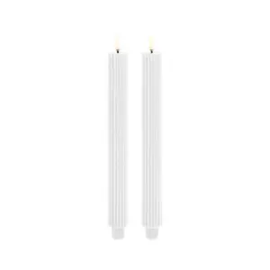 Uyuni Lighting - Kronelys LED Grooved 2-pack 3,2x25,5 cm Nordic Hvid/Smooth