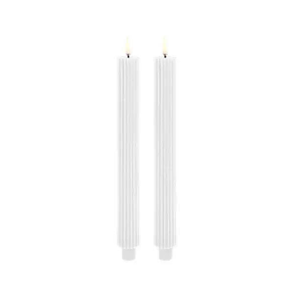 Uyuni Lighting - Kronelys LED Grooved 2-pack 3,2x25,5 cm Nordic Hvid/Smooth