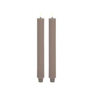 Uyuni Lighting - Kronelys LED Grooved 2-pack 3,2x25,5 cm Sandstone/Smooth