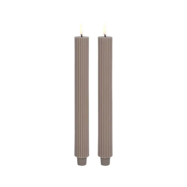 Uyuni Lighting - Kronelys LED Grooved 2-pack 3,2x25,5 cm Sandstone/Smooth