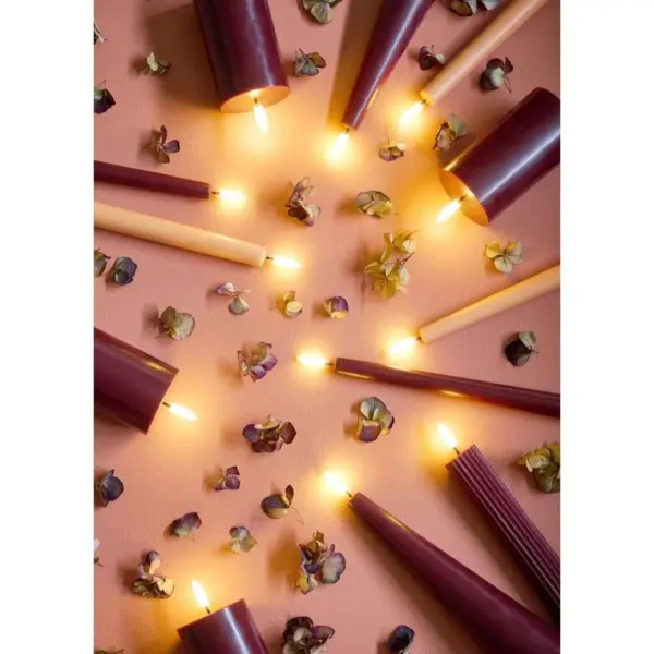 Uyuni Lighting - Kronelys LED Grooved 2-pack 3,2x25,5 cm Wine Rød/Smooth
