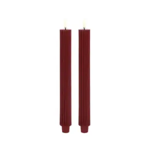 Uyuni Lighting - Kronelys LED Grooved 2-pack 3,2x25,5 cm Wine Rød/Smooth
