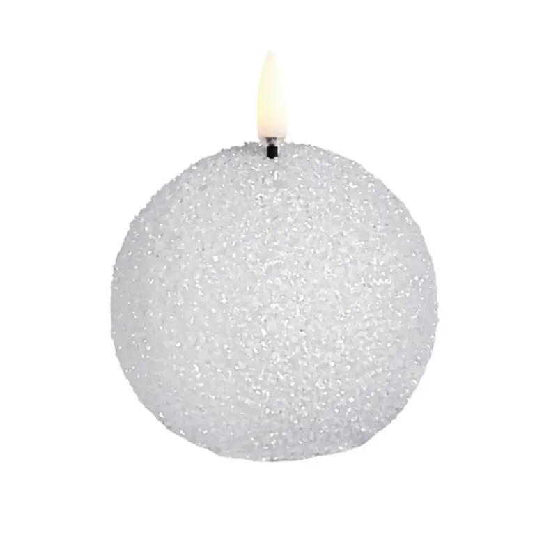 Uyuni Lighting - ROUND LED-stearinlys, hvid, Ø 7 cm, glitter