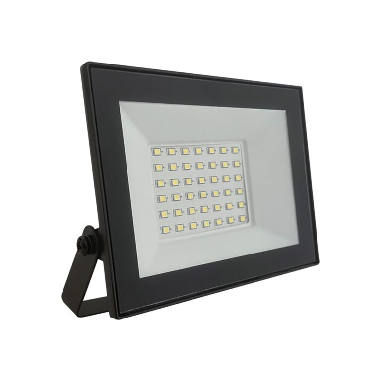 V-Tac 30W LED projektør - Sort, 6500K, Slimline
