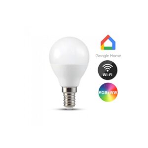 V-Tac 5W Smart Home LED pære - Tuya/Smart Life, virker med Google Home, Alexa og smartphones, P45, E14