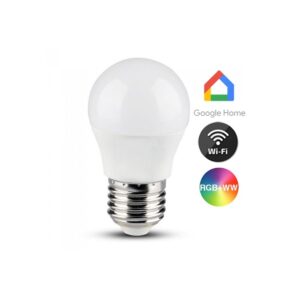 V-Tac 5W Smart Home krone LED pære - Tuya/Smart Life, virker med Google Home, Alexa og smartphones, E27, G45