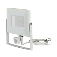 V-Tac LED projektør med PIR bevægelsessensor, 50W, IP65, 4000 lm, 3000K, hvid kant