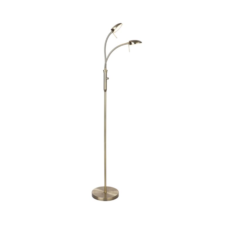 VEGAS LED-gulvlampe, antik messing, 140 cm, 2 lyskilder – Halo Design - Stue - Metal - Med flere lyskilder