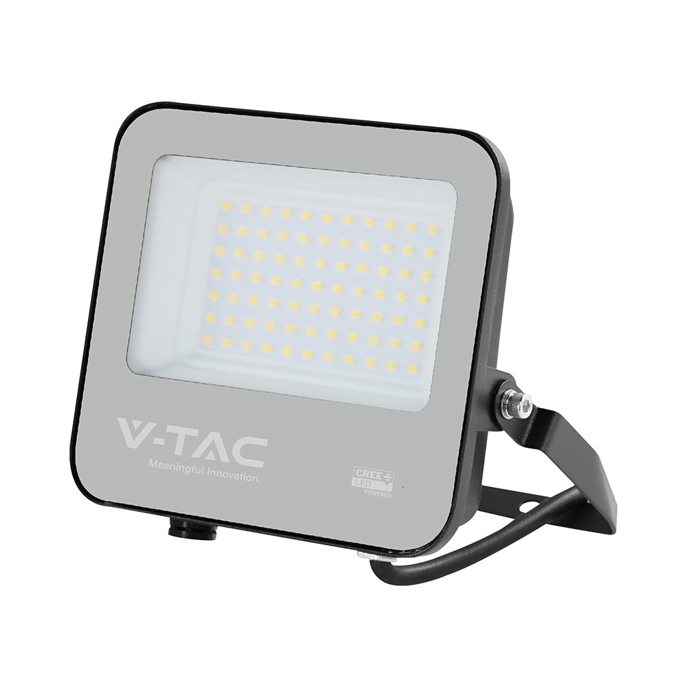 VT-4455 projektør 50W - LED, Cree chip, 3000K, sort hus, gråt glas, 135lm/W, 6 års garanti, IP65