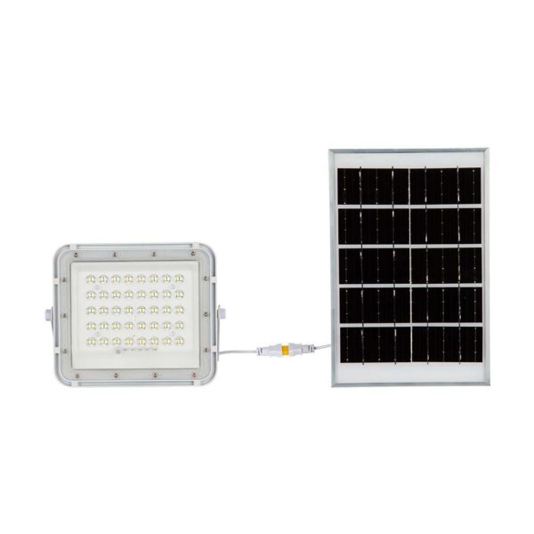 VT LED Solar Projektør 40W - 4000K, 5000 mAh Batteri, 3m Kabel, Smart IR Fjernbetjening, Hurtig Opladning, Hvid