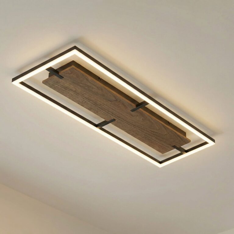 Vectra LED-loftlampe, træ, 100 x 30 cm, dæmpbar, 3.000 K Lucande - Stue - Moderne - Plastik - Kantet
