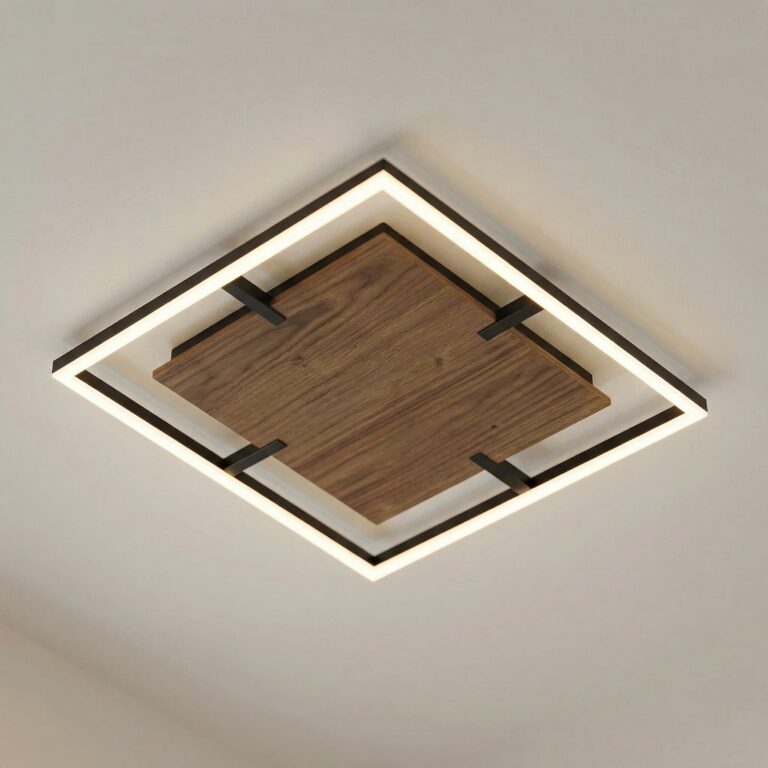 Vectra LED-loftlampe, træ, 50 x 50 cm, dæmpbar, 3.000 K Lucande - Stue - Moderne - Plastik - Kantet