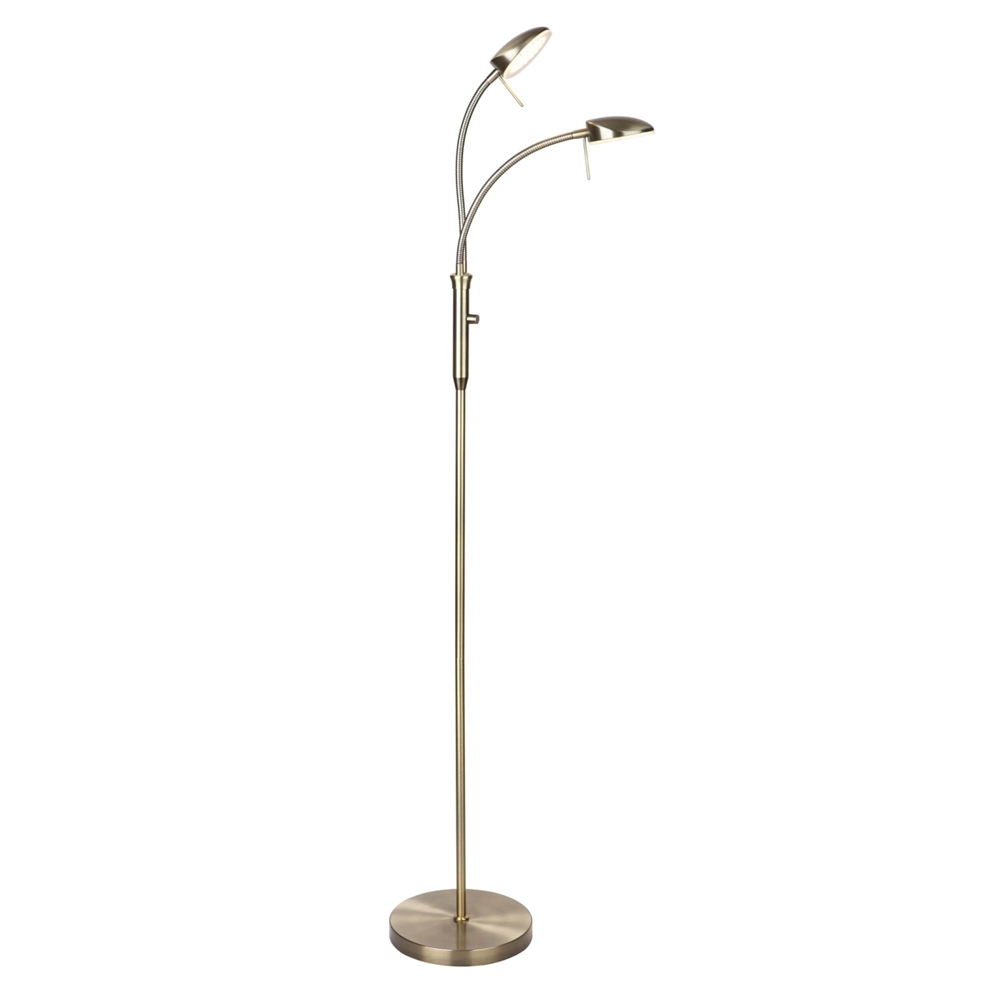 Vegas Gulvlampe 2-arme Dæmper Antique Messing