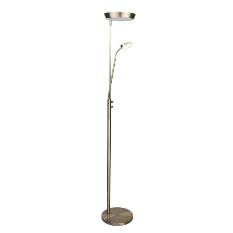 Vegas Kombi Gulvlampe Uplight Dæmper Antique Messing