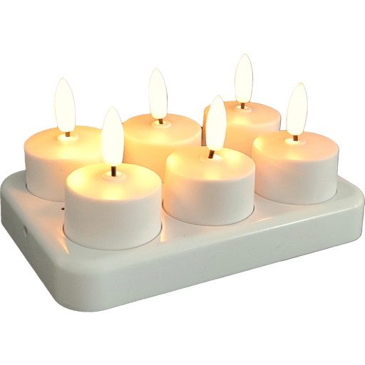 Veli Line LED fyrfadslys, genopladelig, 6-pak