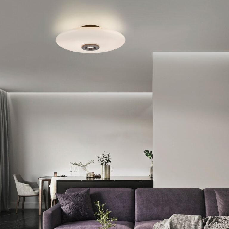 Vitrum LED-loftlampe, brun/opal, glas/aluminium, Ø 45 cm – PURE - Stue - Moderne - Med skærm