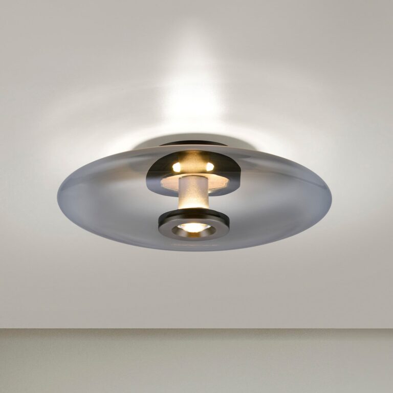 Vitrum LED-loftlampe, grå, glas/aluminium, Ø 45 cm – PURE - Stue - Moderne - Med skærm