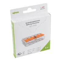 WAGO 221 samlemuffe med 5 huller for 0,2 til 4 mm² ledning, transparent - 8 stk i gør-det-selv pakke