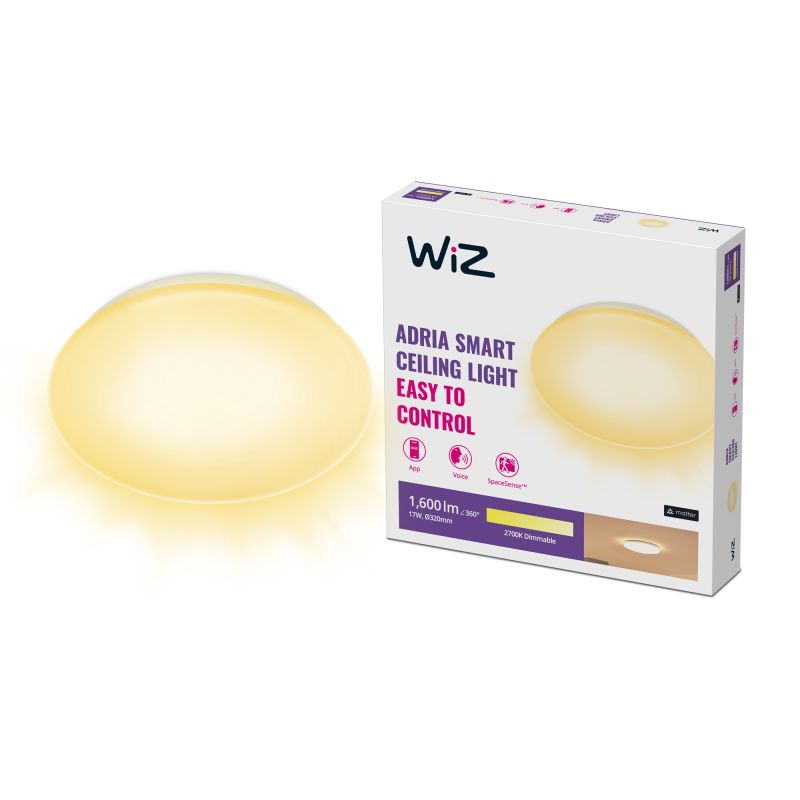 WiZ Adria Dimmable White LED Plafond Hvid Ø32 cm 1600 lm 2700K