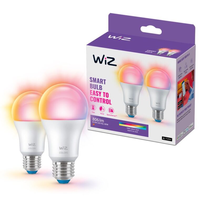 WiZ Color LED Standardpære E27 Mat 60W 2-pak