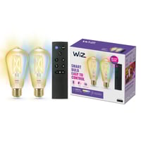 WiZ E27 LED-pre, ST64 amber, 640lm, Tunable White, 7 W, WiFi/Matter - 2 pak inkl. remote