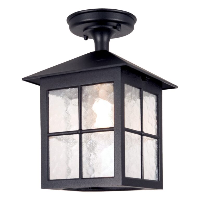 Winchester BL18A udendørs loftlampe, sort, 28 cm, IP44 – Elstead - Antik - Metal - Kantet