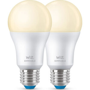 Wiz E27 standardpære, 2700K, 8W, 2-pak
