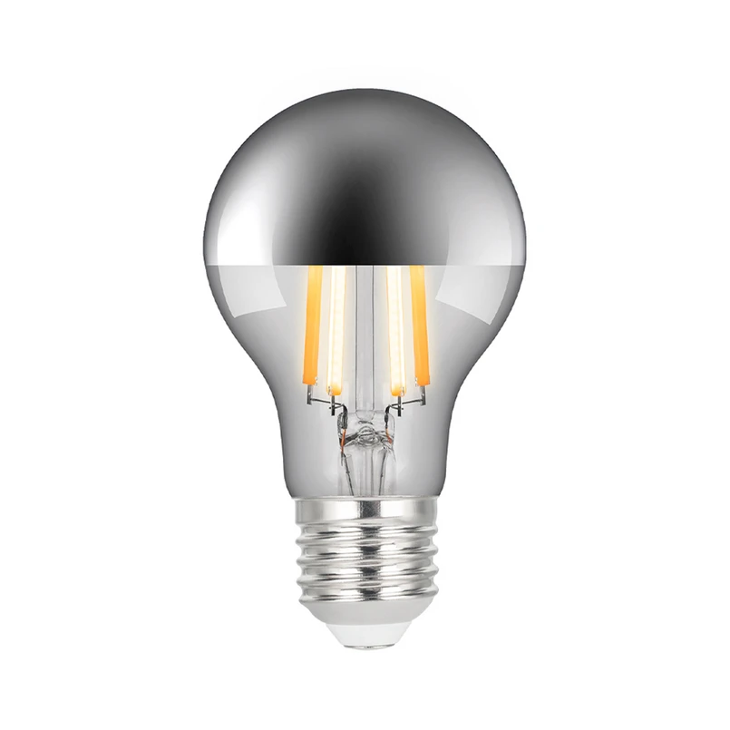 e3light - LED-pære 7,3W (806lm) CRI95 2000-2700K dæmpbar. Øverst spejlet krom E27 -